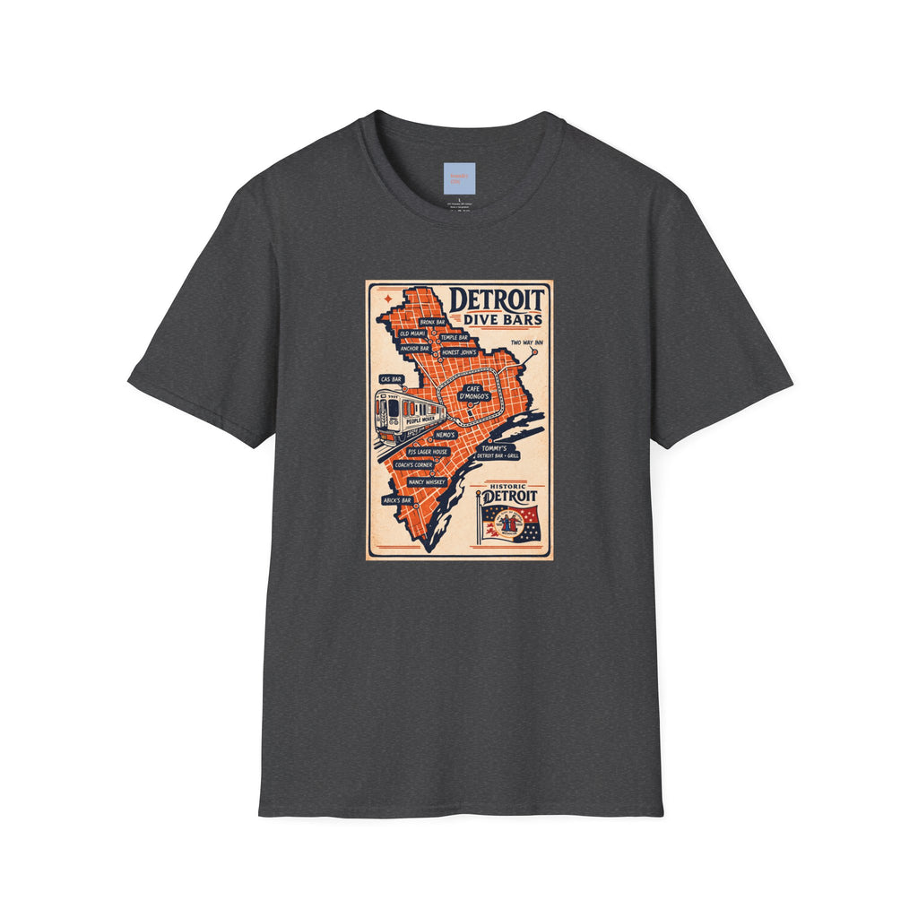 Detroit Dive Bars Map T-Shirt | Vintage City Map Design
