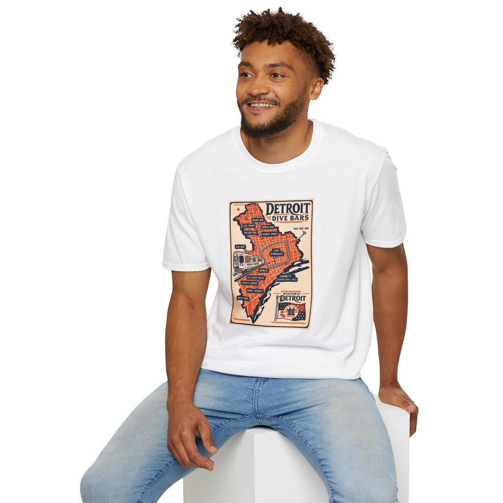 Detroit Dive Bars Map T-Shirt | Vintage City Map Design