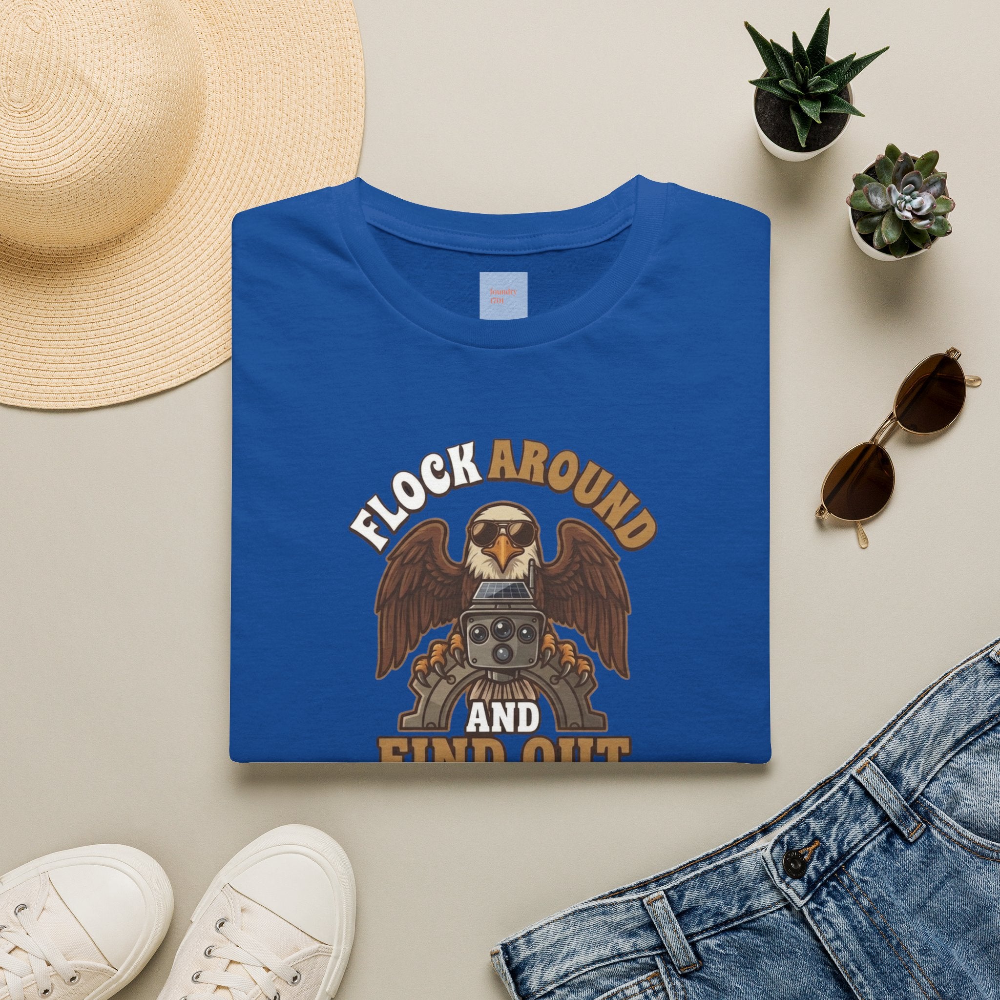 Eagle 'Flock Around and Find Out' Vintage Graphic T-Shirt - Anti Flock Protest Shirt