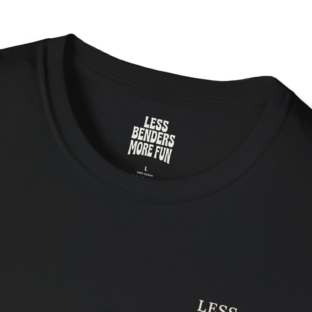 LESS BENDERS MORE FUN Front/Back Print Retro Colorful Graphic T-Shirt - Made For the Terminally Conscious