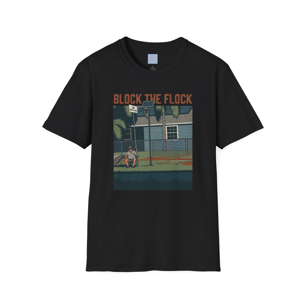 Block the Flock Graphic T-Shirt — Retro Beach House Illustration
