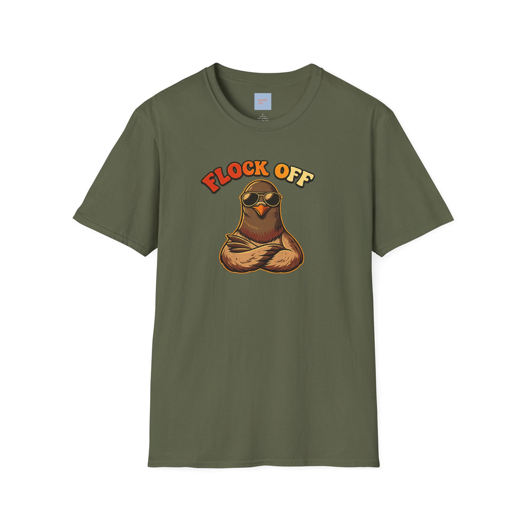 Flock Off — Retro Lettering Anti-Flock Bird Graphic T-Shirt