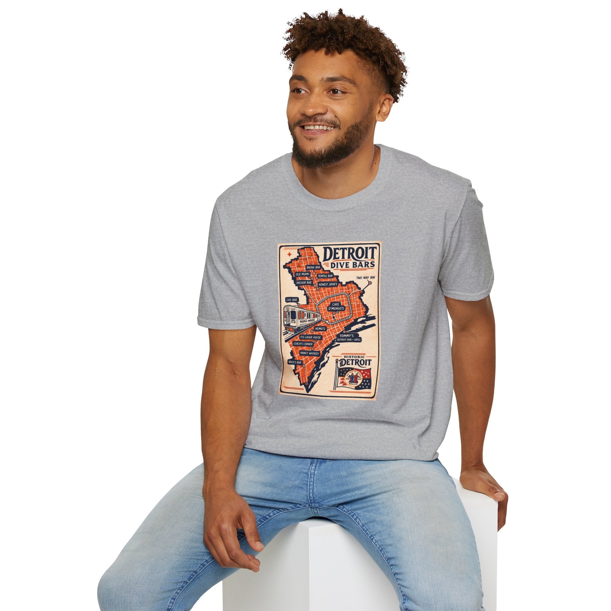 Detroit Dive Bars Map T-Shirt | Vintage City Map Design