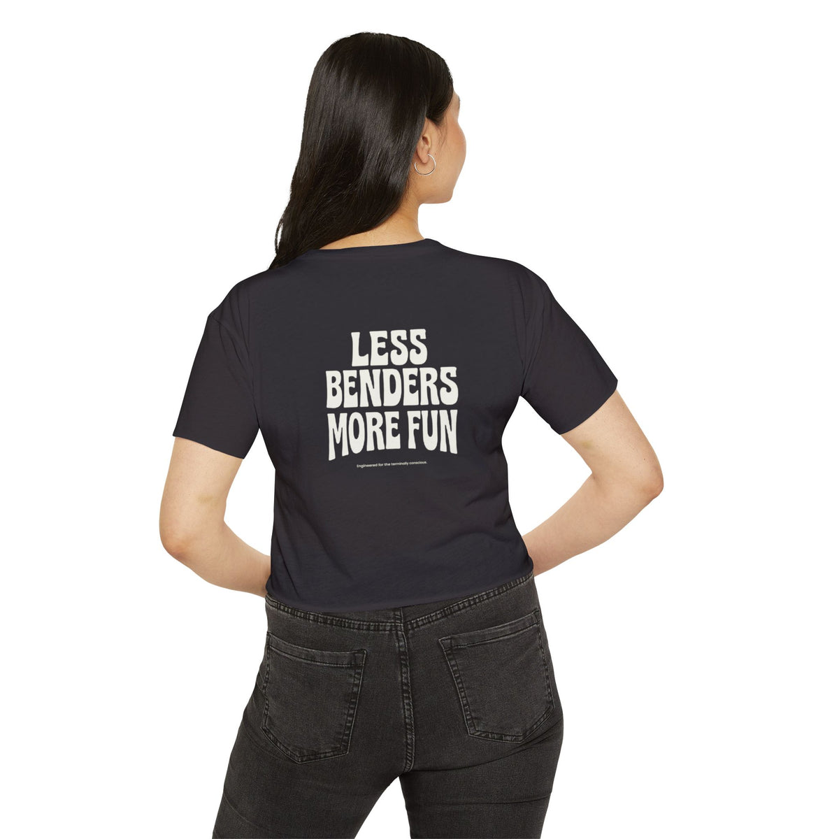 LESS BENDERS MORE FUN FRONT/BACK Print | Women's Festival Crop Top - Made For the Terminally Conscious
