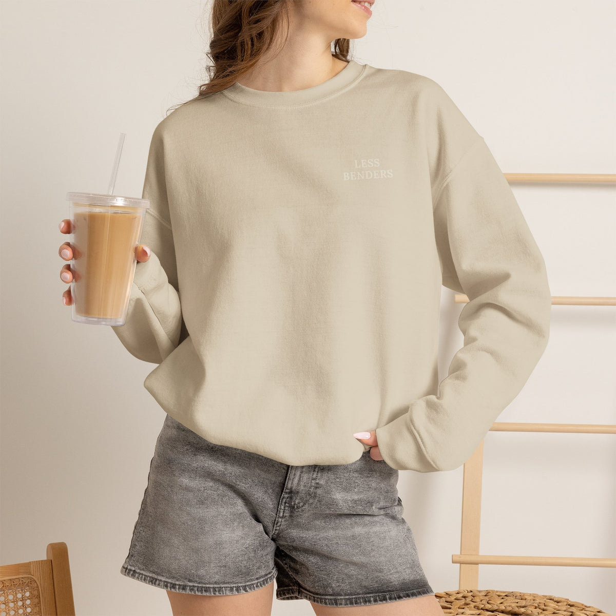 LESS BENDERS MORE FUN Crewneck Sweatshirt - Made For the Terminally Conscious | Front Only
