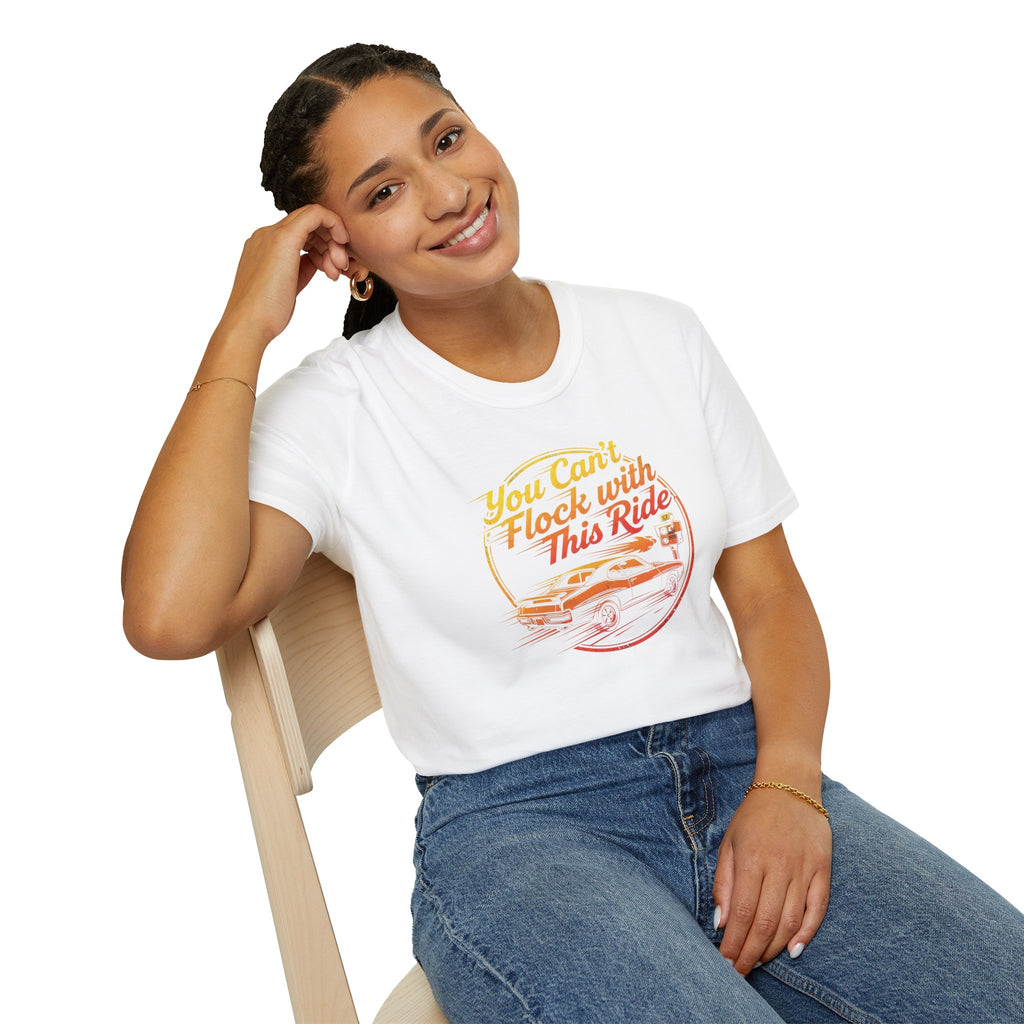 Vintage Muscle Car Anti-Flock Tee — "You Can't Flock with This Ride" Retro Graphic T-Shirt