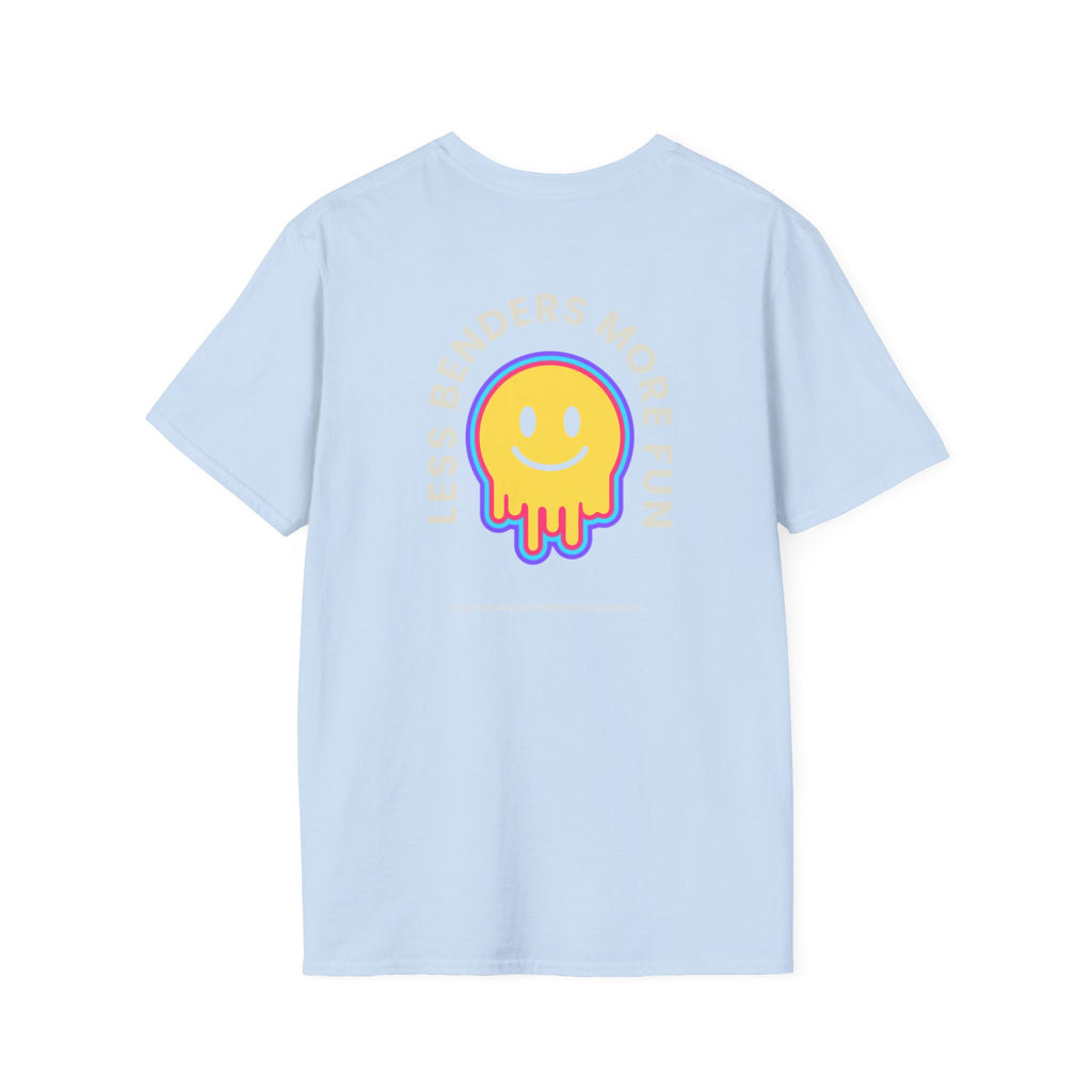 LESS BENDERS MORE FUN Front/Back Print Retro Smiley T-Shirt | Made For the Terminally Conscious