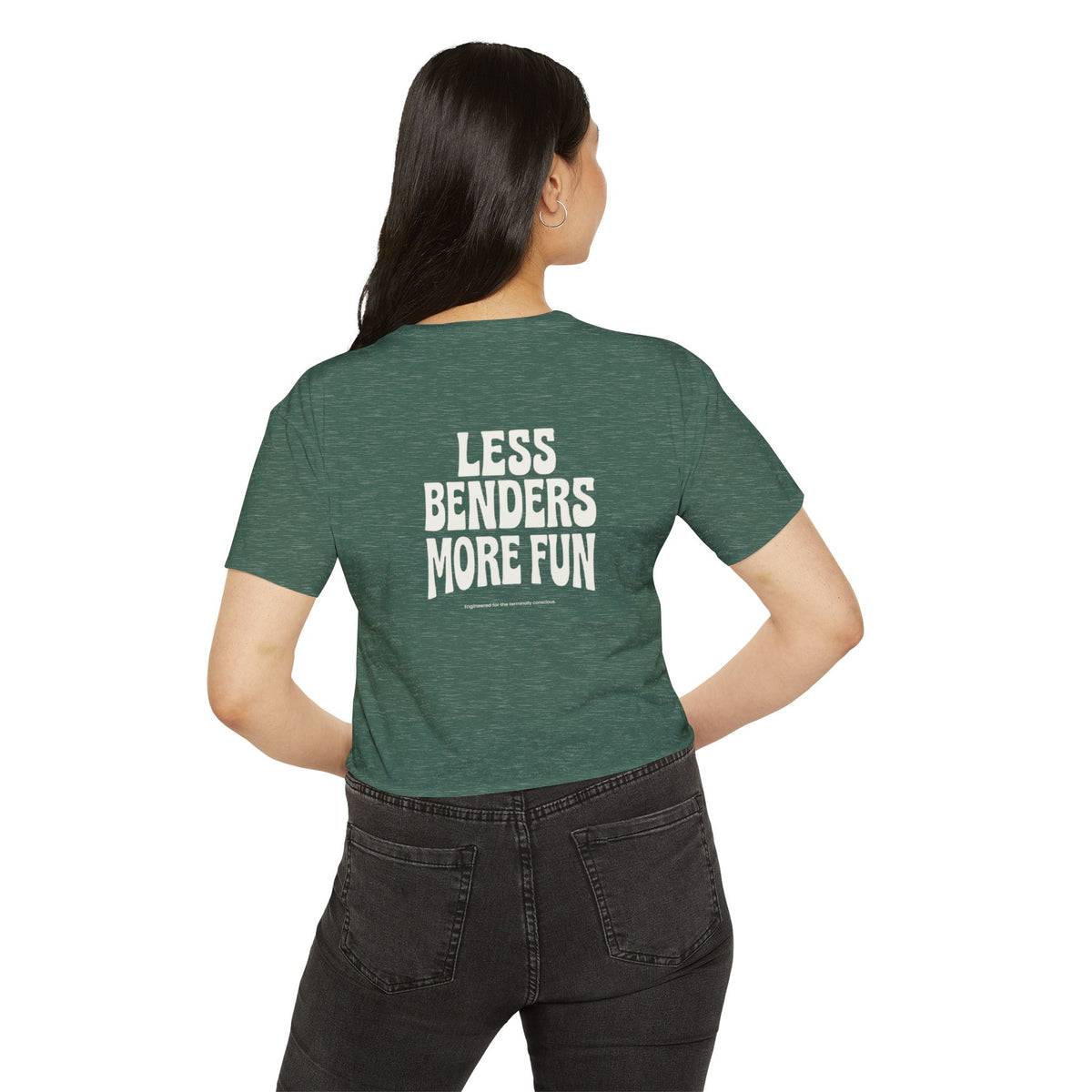 LESS BENDERS MORE FUN FRONT/BACK Print | Women's Festival Crop Top - Made For the Terminally Conscious