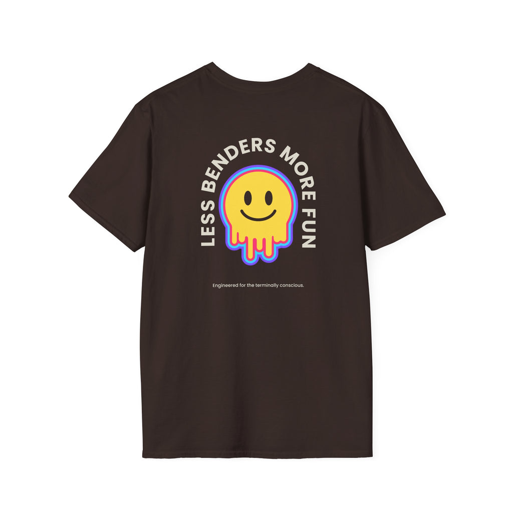 LESS BENDERS MORE FUN Front/Back Print Retro Smiley T-Shirt | Made For the Terminally Conscious