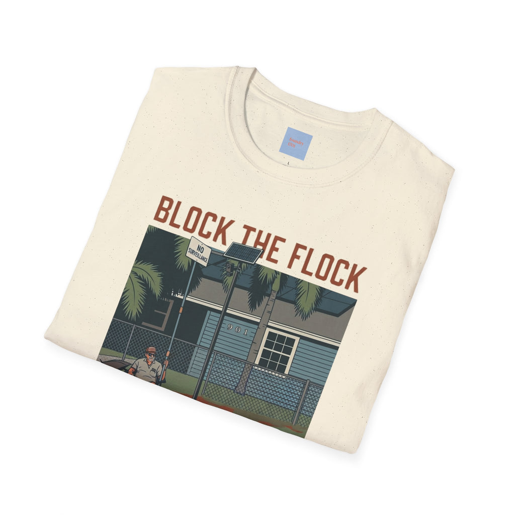 Block the Flock Graphic T-Shirt — Retro Beach House Illustration