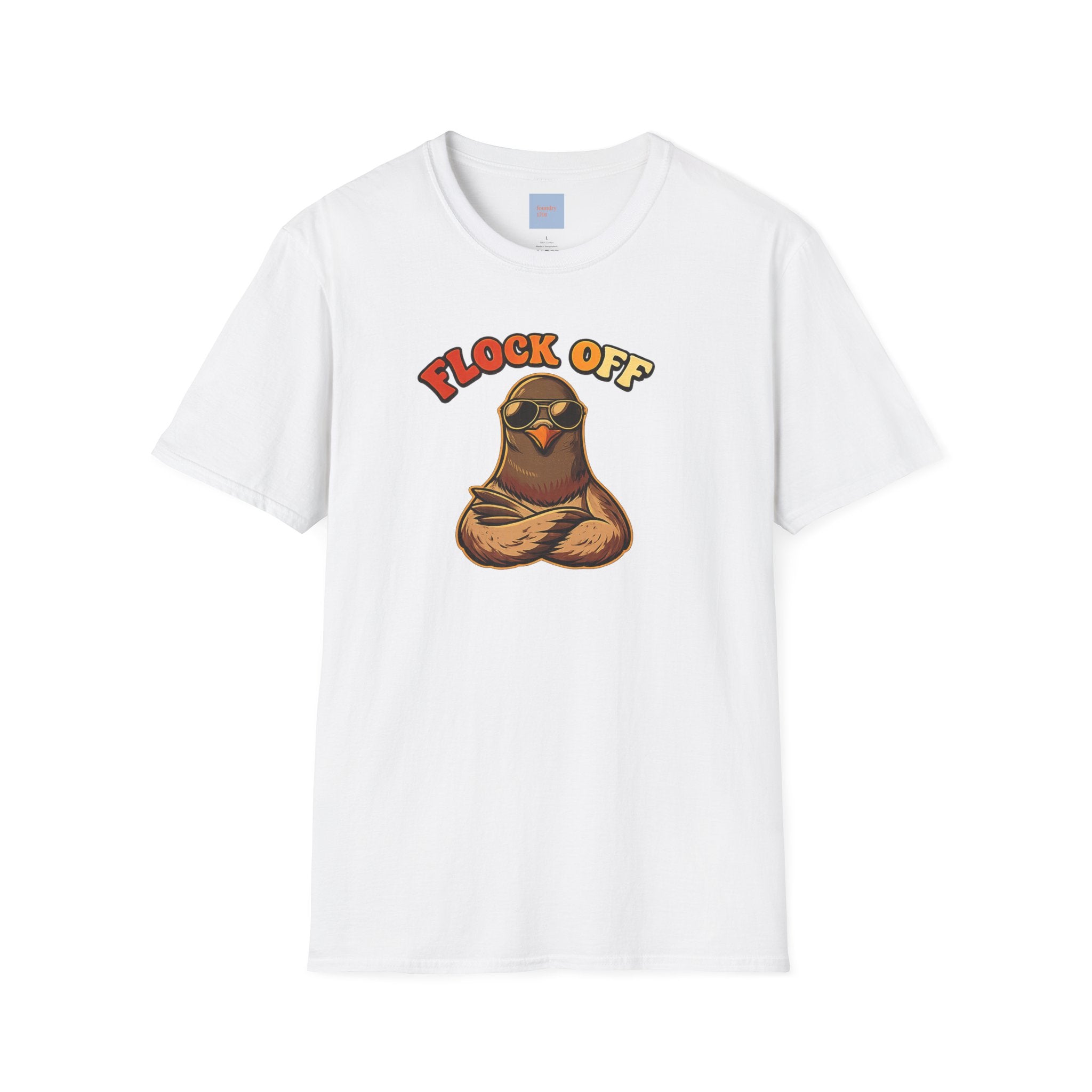 Flock Off — Retro Lettering Anti-Flock Bird Graphic T-Shirt