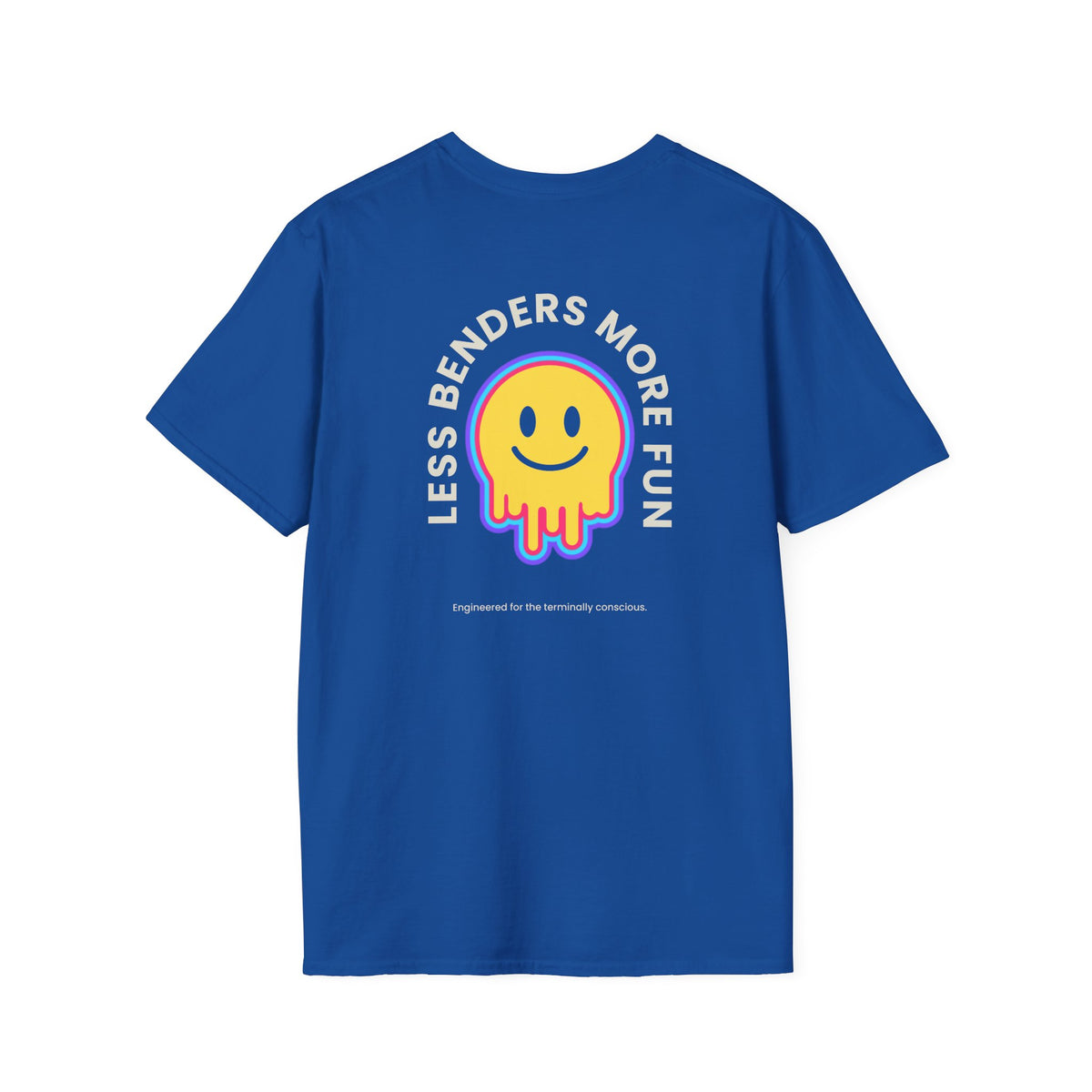 LESS BENDERS MORE FUN Front/Back Print Retro Smiley T-Shirt | Made For the Terminally Conscious