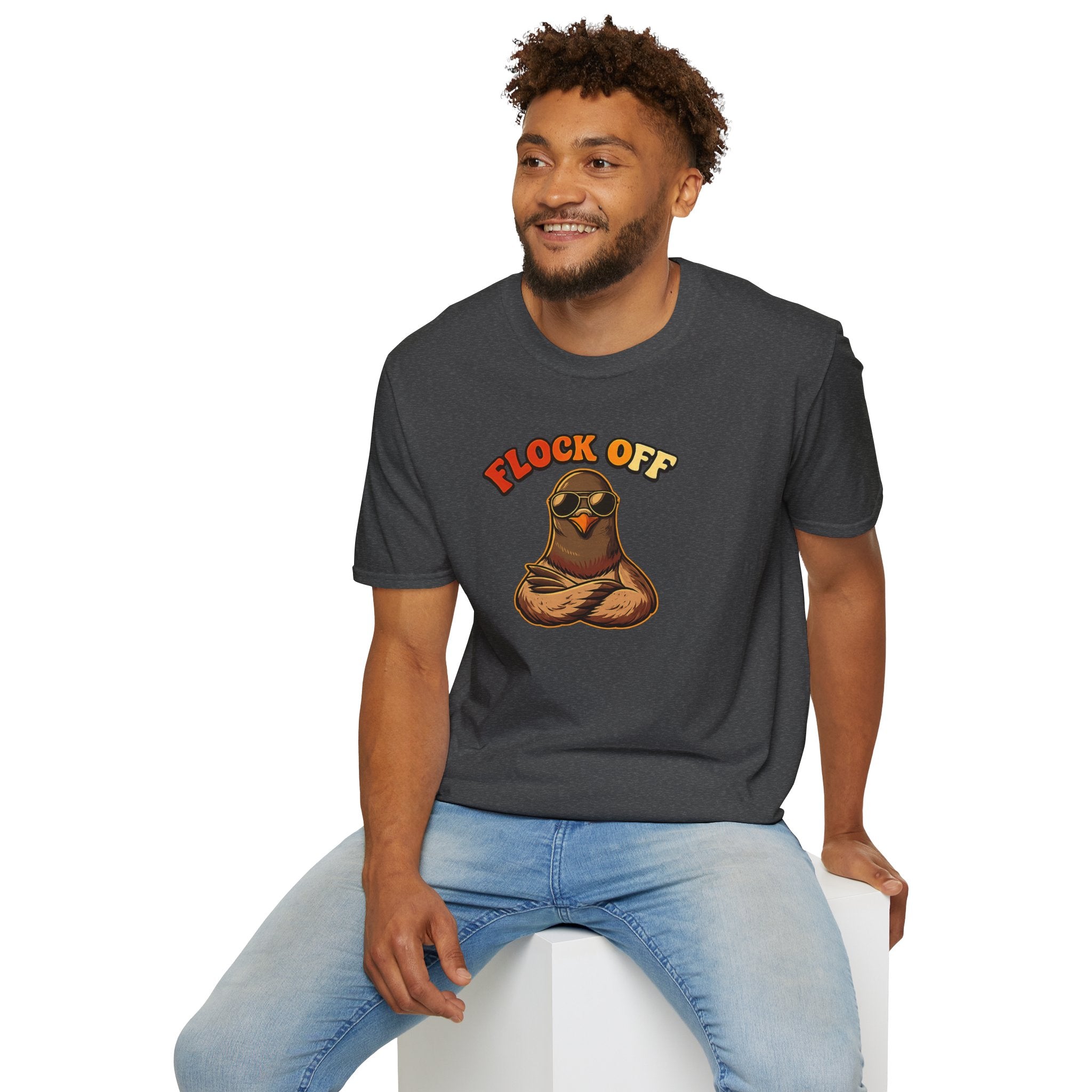 Flock Off — Retro Lettering Anti-Flock Bird Graphic T-Shirt