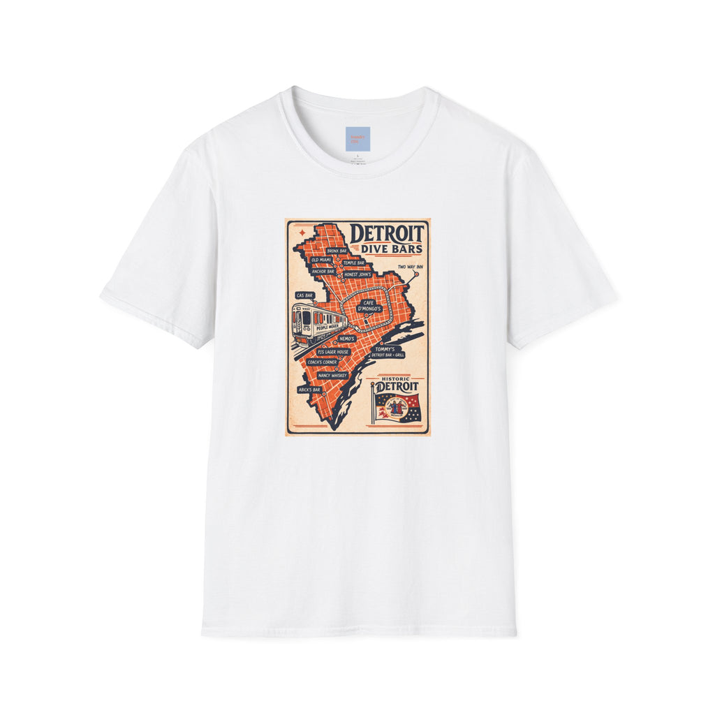 Detroit Dive Bars Map T-Shirt | Vintage City Map Design