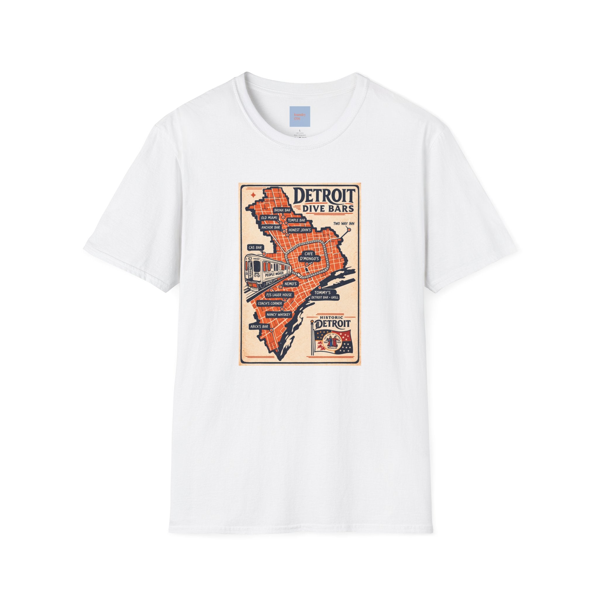 Detroit Dive Bars Map T-Shirt | Vintage City Map Design
