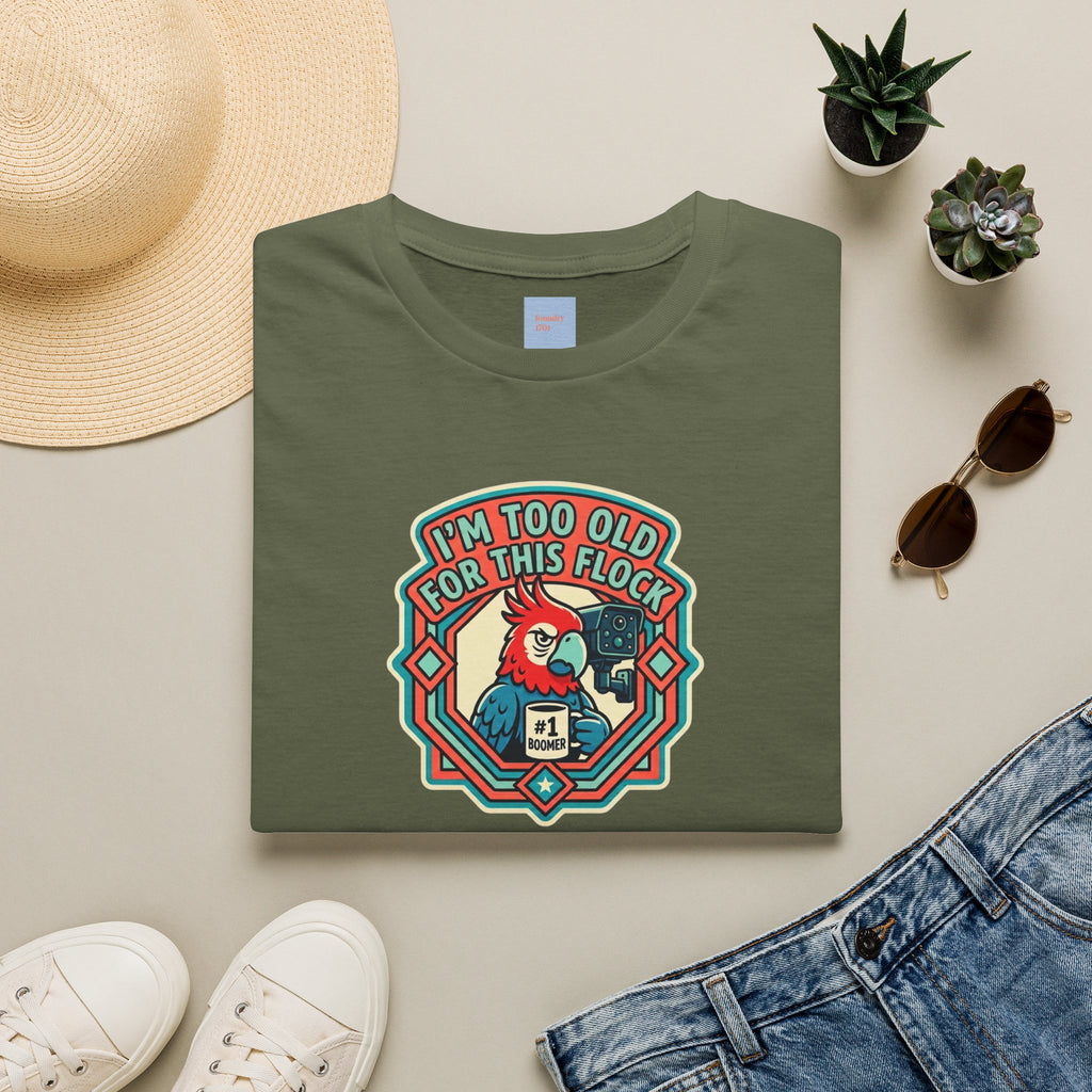 I'm Too Old for This Flock T-Shirt – Funny Retro Tee for Anti-Flock Protest