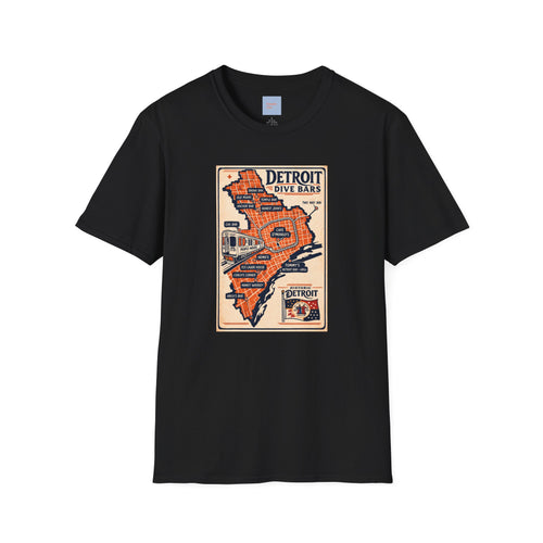 Detroit Dive Bars Map T-Shirt | Vintage City Map Design