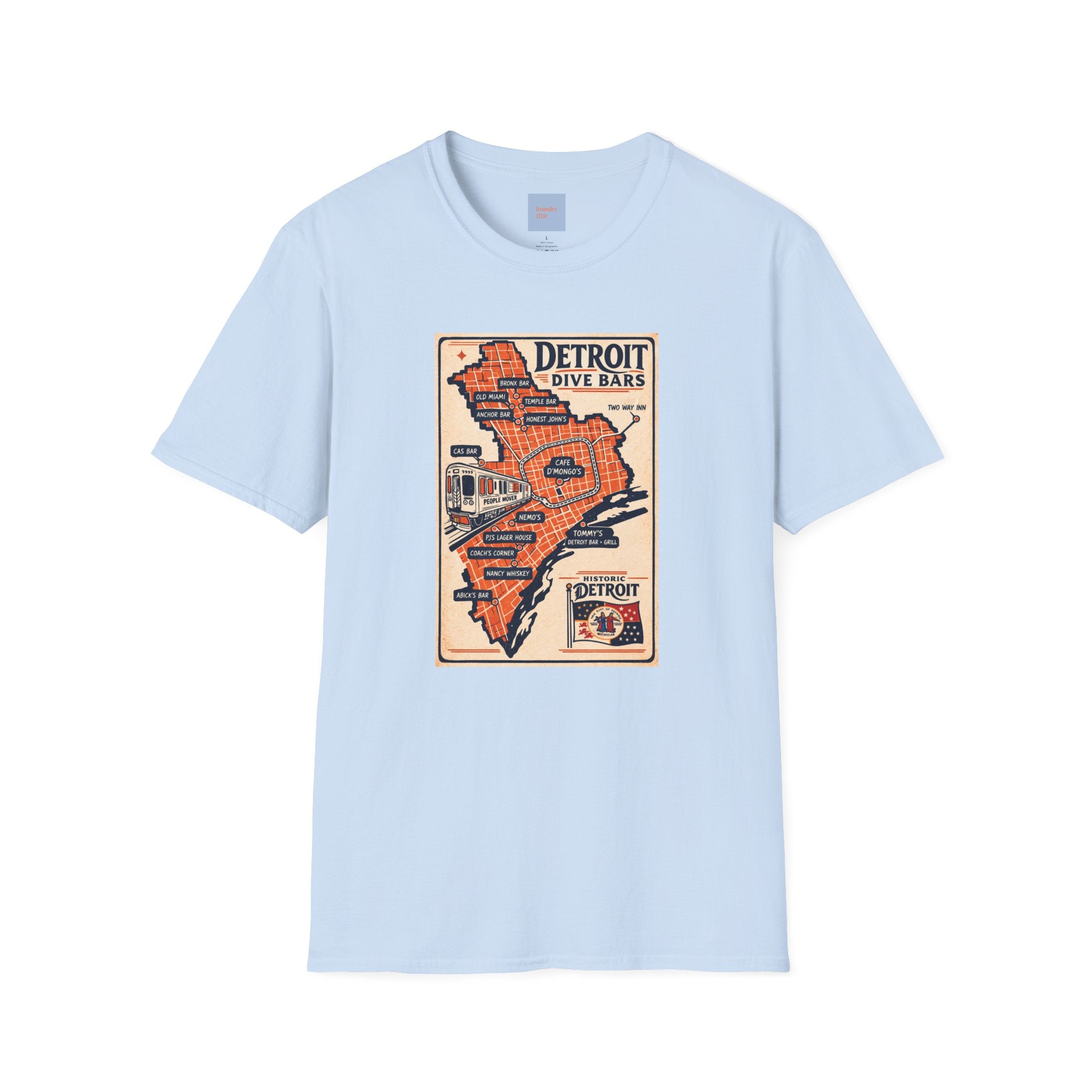 Detroit Dive Bars Map T-Shirt | Vintage City Map Design