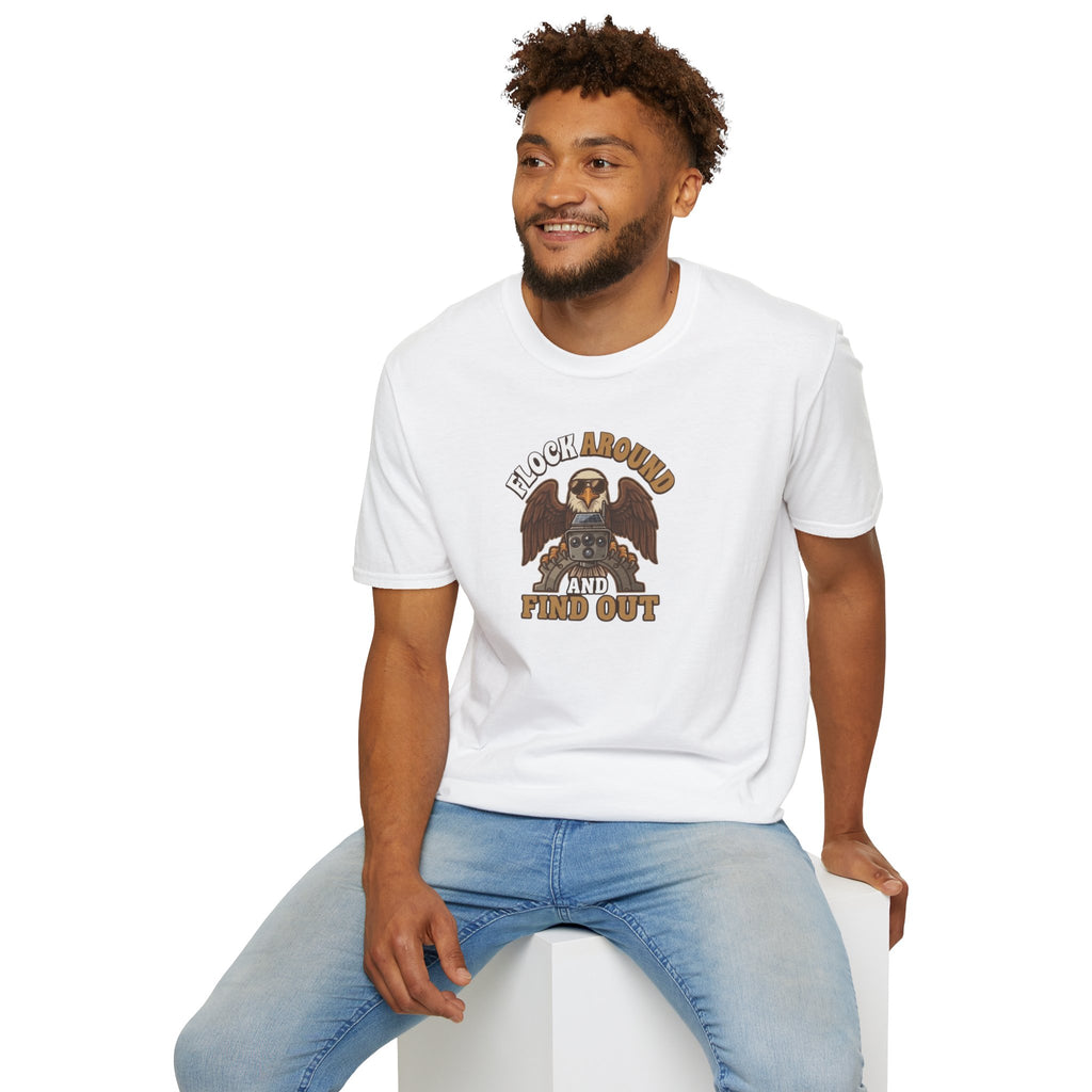 Eagle 'Flock Around and Find Out' Vintage Graphic T-Shirt - Anti Flock Protest Shirt