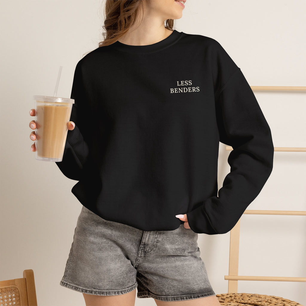 LESS BENDERS MORE FUN FRONT/BACK PRINT Hourglass Sweatshirt - Made For the Terminally Conscious