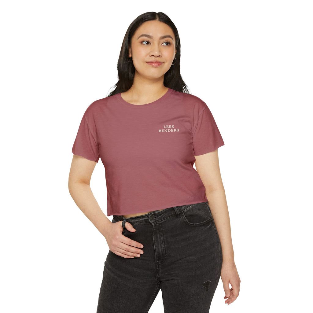 LESS BENDERS MORE FUN FRONT/BACK PRINT | Women's Festival Crop Top - Made For the Terminally Conscious