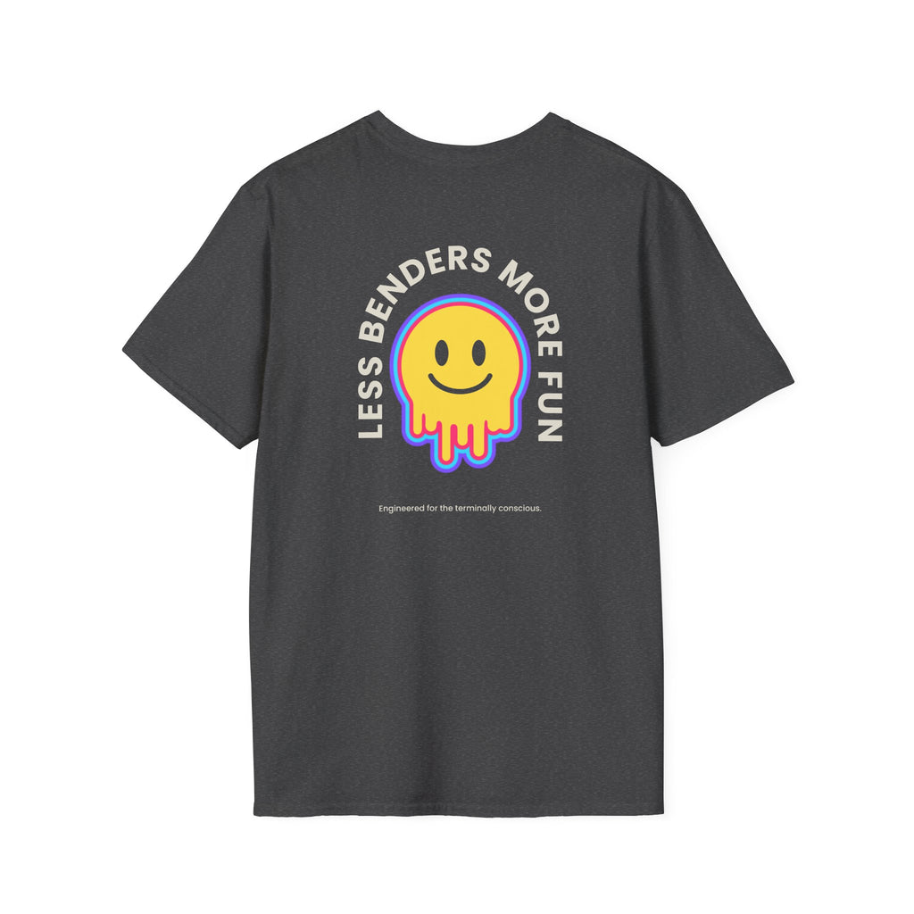 LESS BENDERS MORE FUN Front/Back Print Retro Smiley T-Shirt | Made For the Terminally Conscious