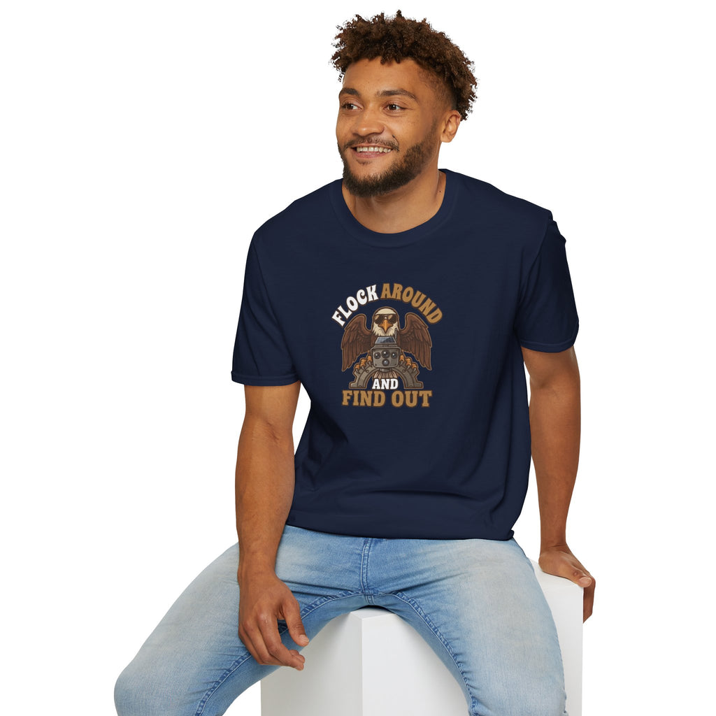 Eagle 'Flock Around and Find Out' Vintage Graphic T-Shirt - Anti Flock Protest Shirt