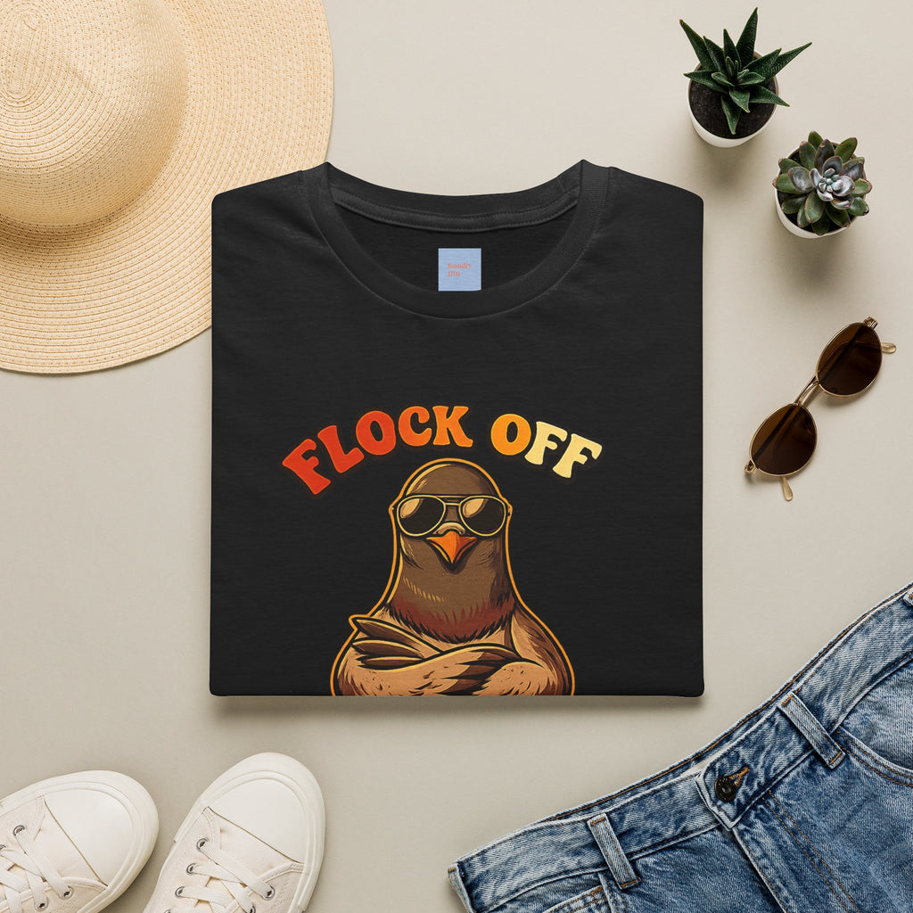 Flock Off — Retro Lettering Anti-Flock Bird Graphic T-Shirt