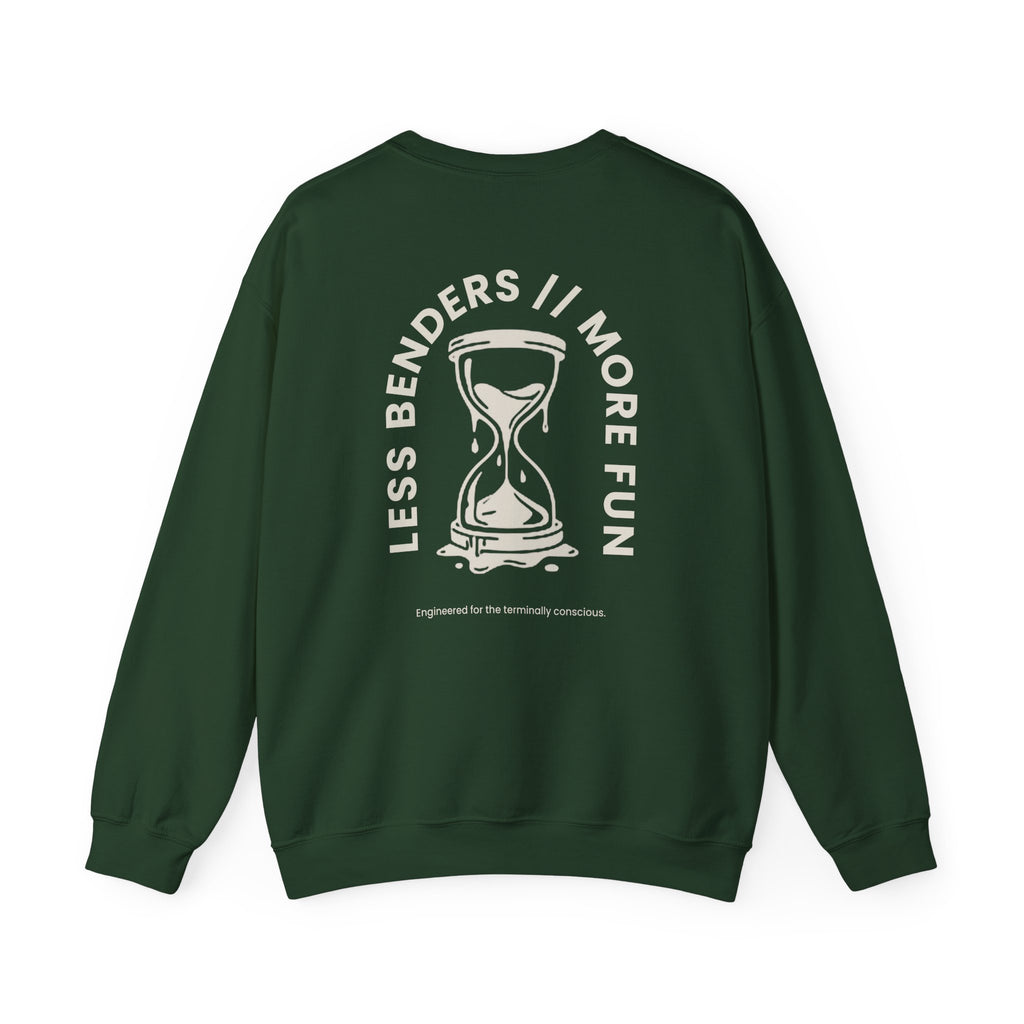 LESS BENDERS MORE FUN FRONT/BACK PRINT Hourglass Sweatshirt - Made For the Terminally Conscious