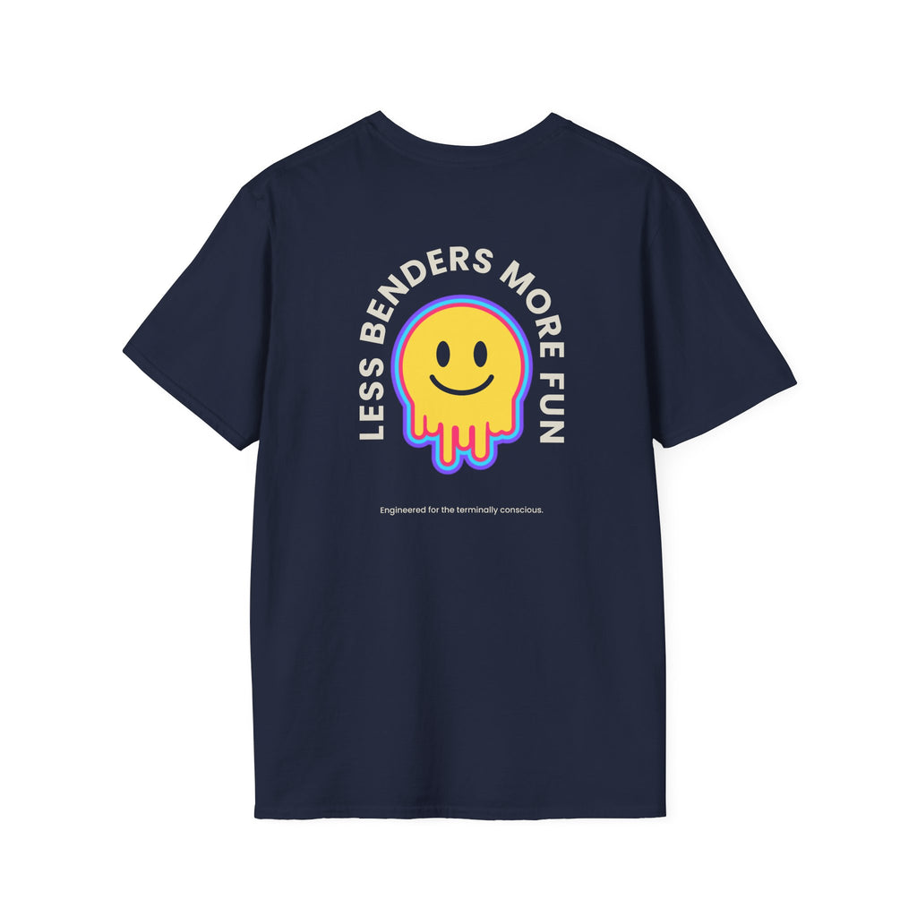 LESS BENDERS MORE FUN Front/Back Print Retro Smiley T-Shirt | Made For the Terminally Conscious