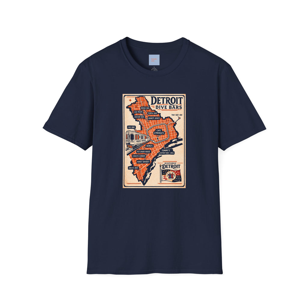Detroit Dive Bars Map T-Shirt | Vintage City Map Design