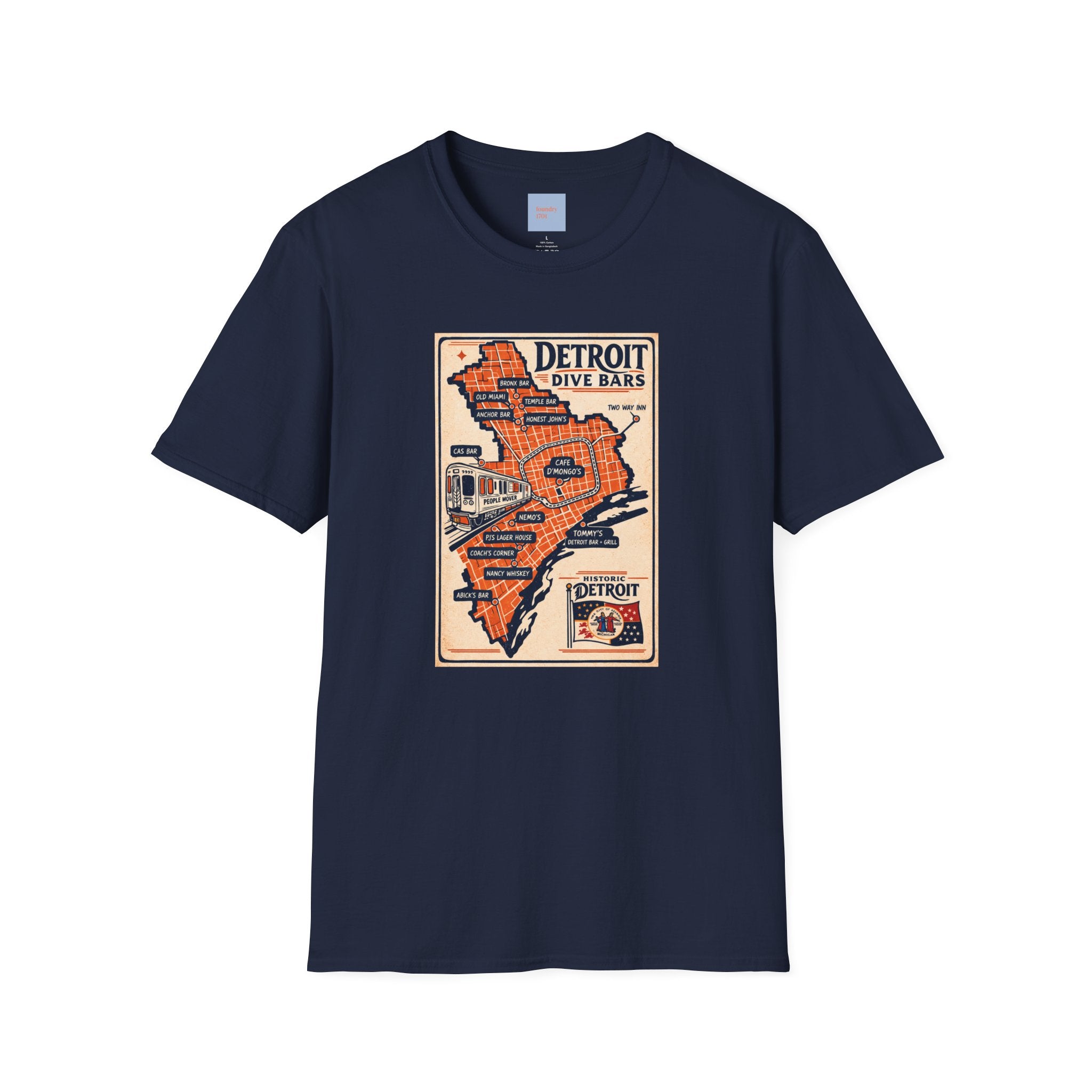 Detroit Dive Bars Map T-Shirt | Vintage City Map Design