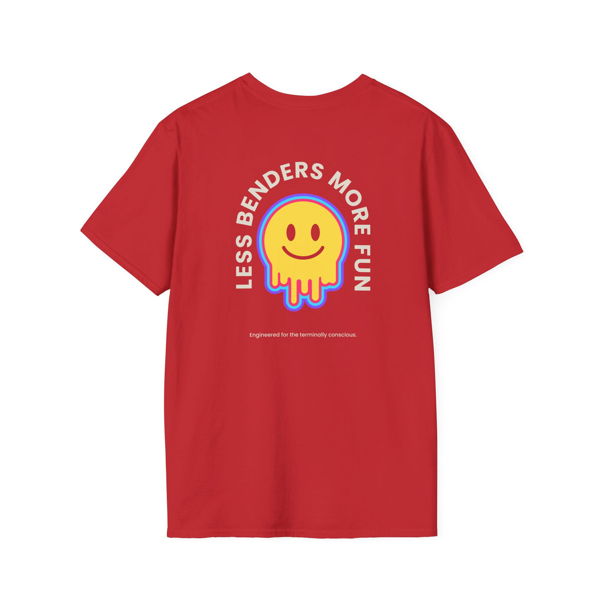 LESS BENDERS MORE FUN Front/Back Print Retro Smiley T-Shirt | Made For the Terminally Conscious