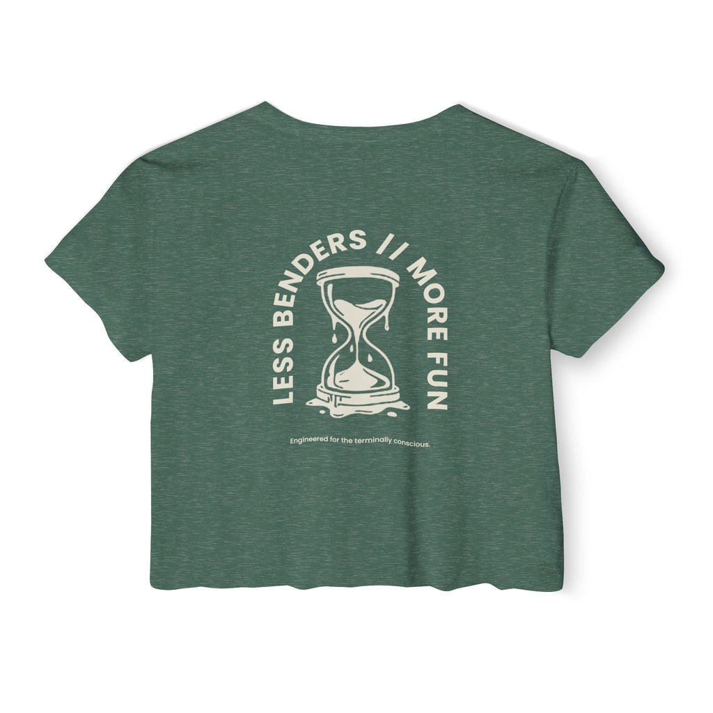 LESS BENDERS MORE FUN FRONT/BACK PRINT | Women's Festival Crop Top - Made For the Terminally Conscious