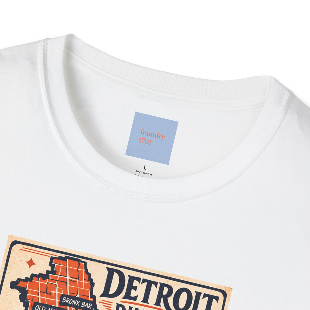 Detroit Dive Bars Map T-Shirt | Vintage City Map Design