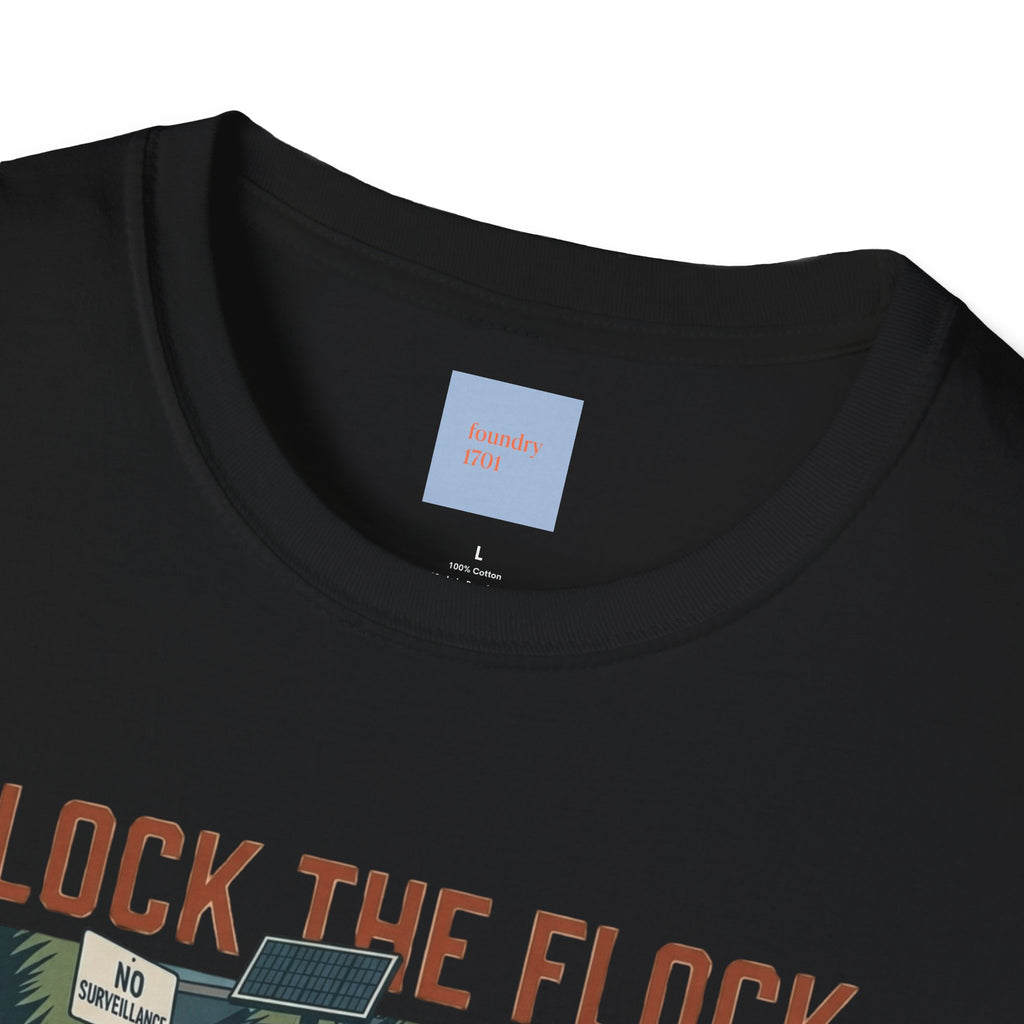 Block the Flock Graphic T-Shirt — Retro Beach House Illustration