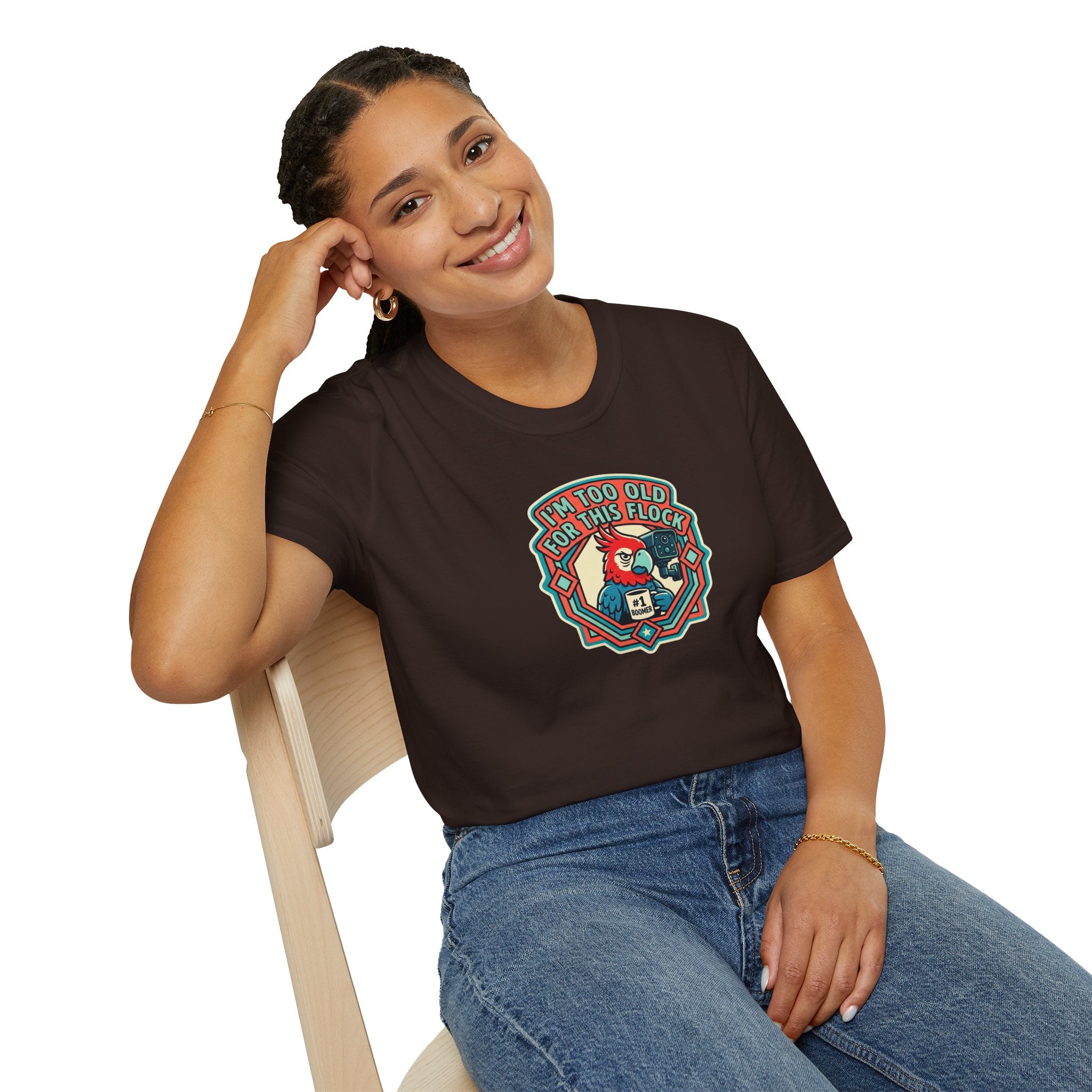I'm Too Old for This Flock T-Shirt – Funny Retro Tee for Anti-Flock Protest