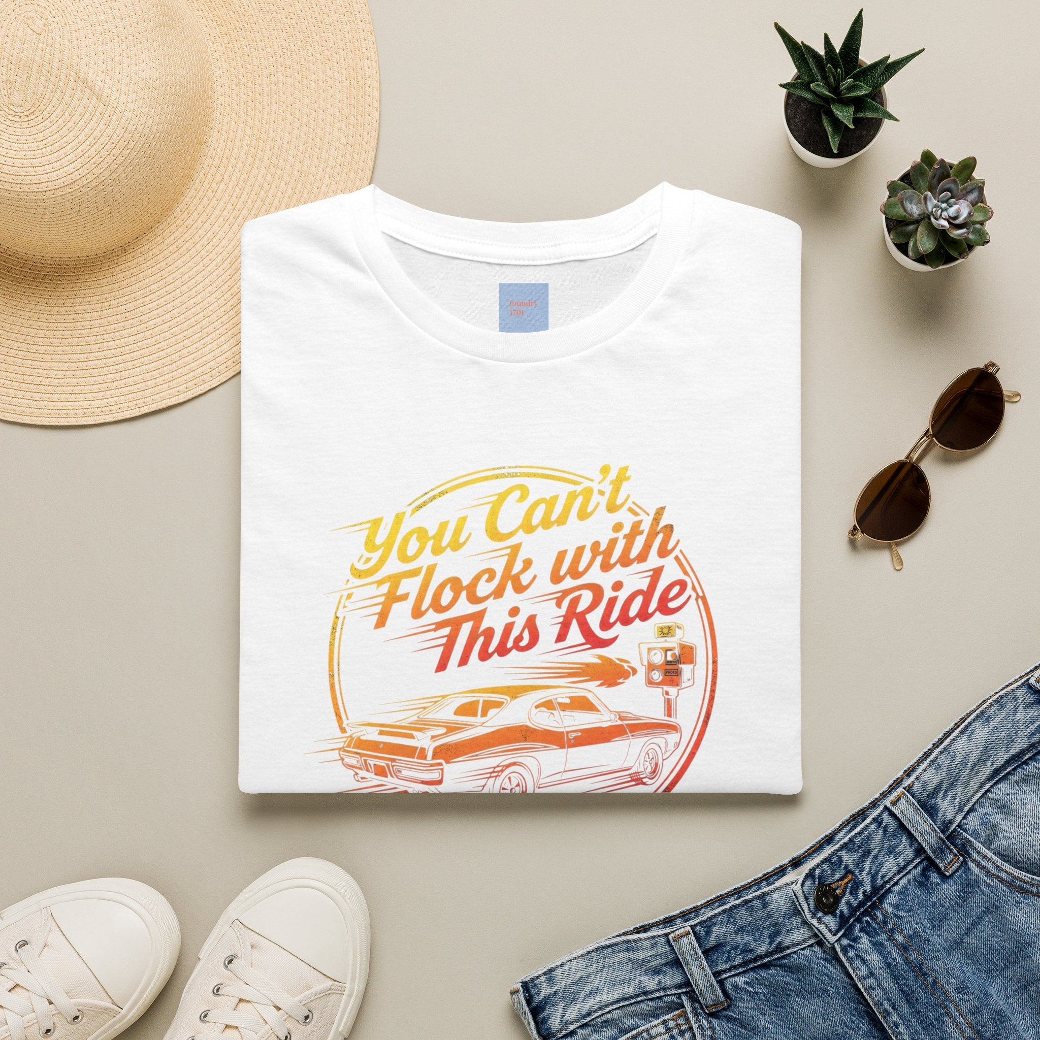 Vintage Muscle Car Anti-Flock Tee — "You Can't Flock with This Ride" Retro Graphic T-Shirt