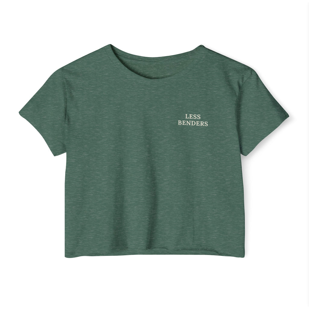 LESS BENDERS MORE FUN FRONT/BACK PRINT | Women's Festival Crop Top - Made For the Terminally Conscious