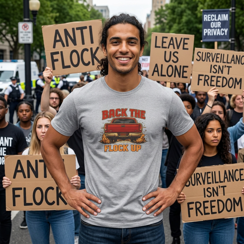Back the Flock Up Truck T-Shirt — Anti-Surveillance Protest T-Shirt