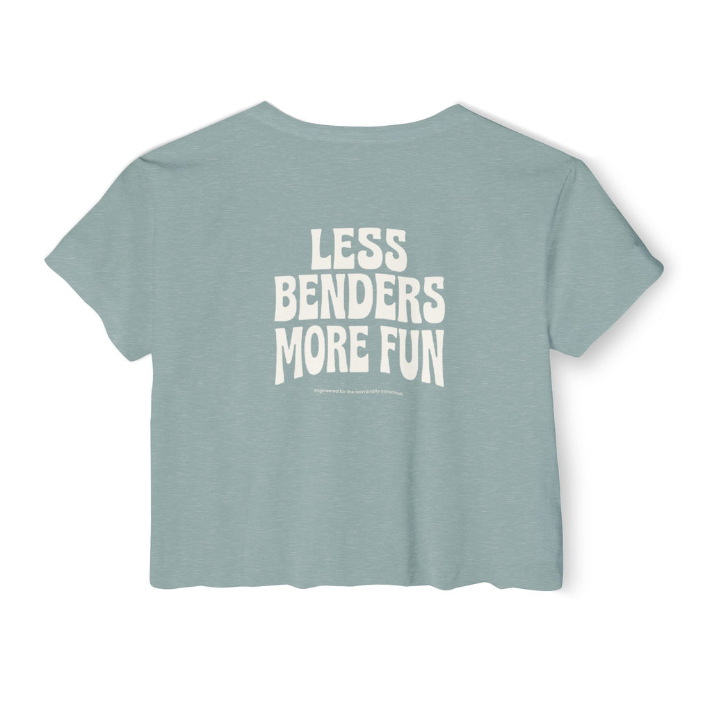 LESS BENDERS MORE FUN FRONT/BACK Print | Women's Festival Crop Top - Made For the Terminally Conscious
