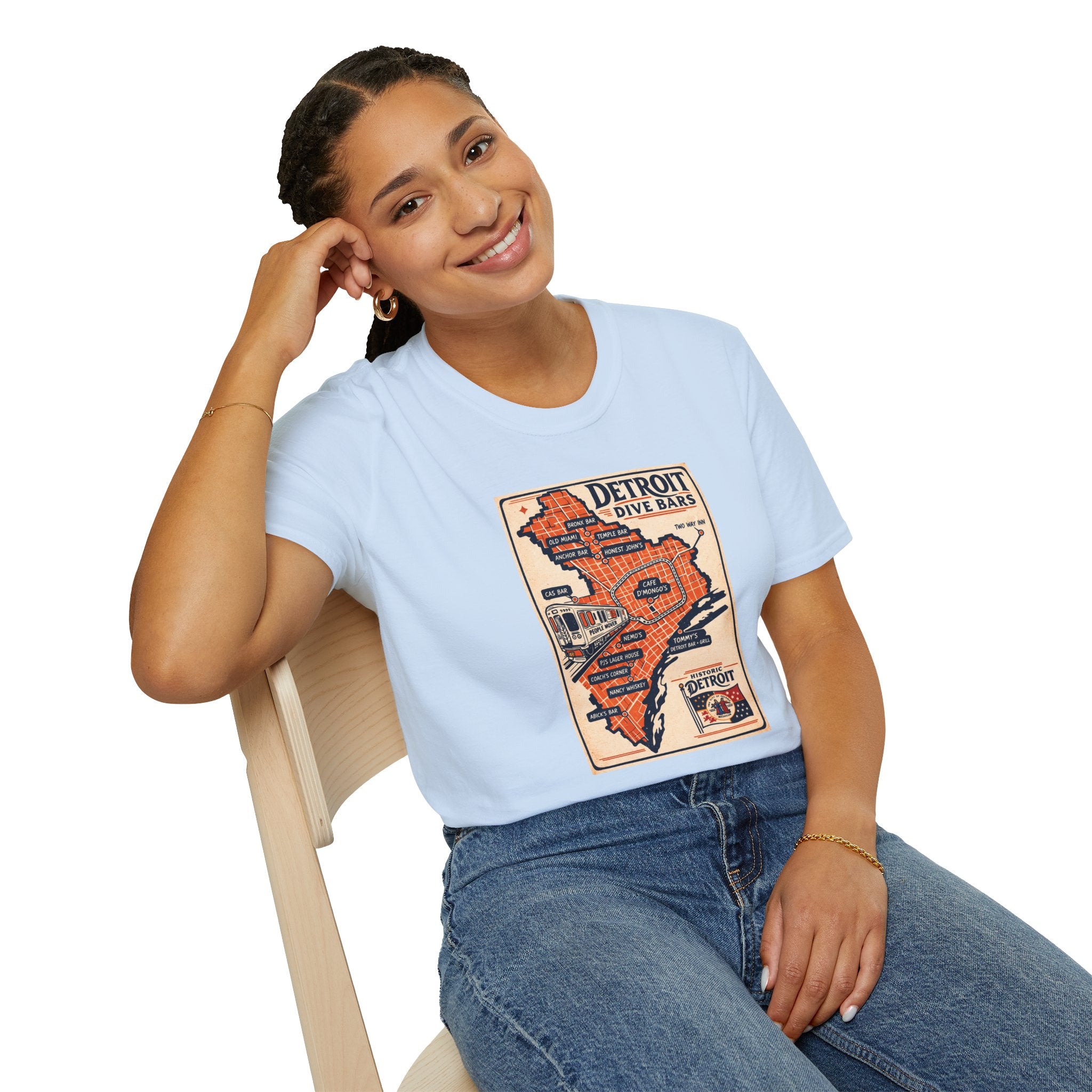 Detroit Dive Bars Map T-Shirt | Vintage City Map Design