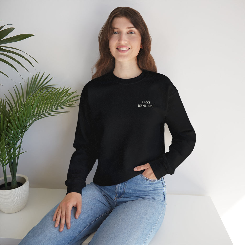 LESS BENDERS MORE FUN FRONT/BACK PRINT Hourglass Sweatshirt - Made For the Terminally Conscious