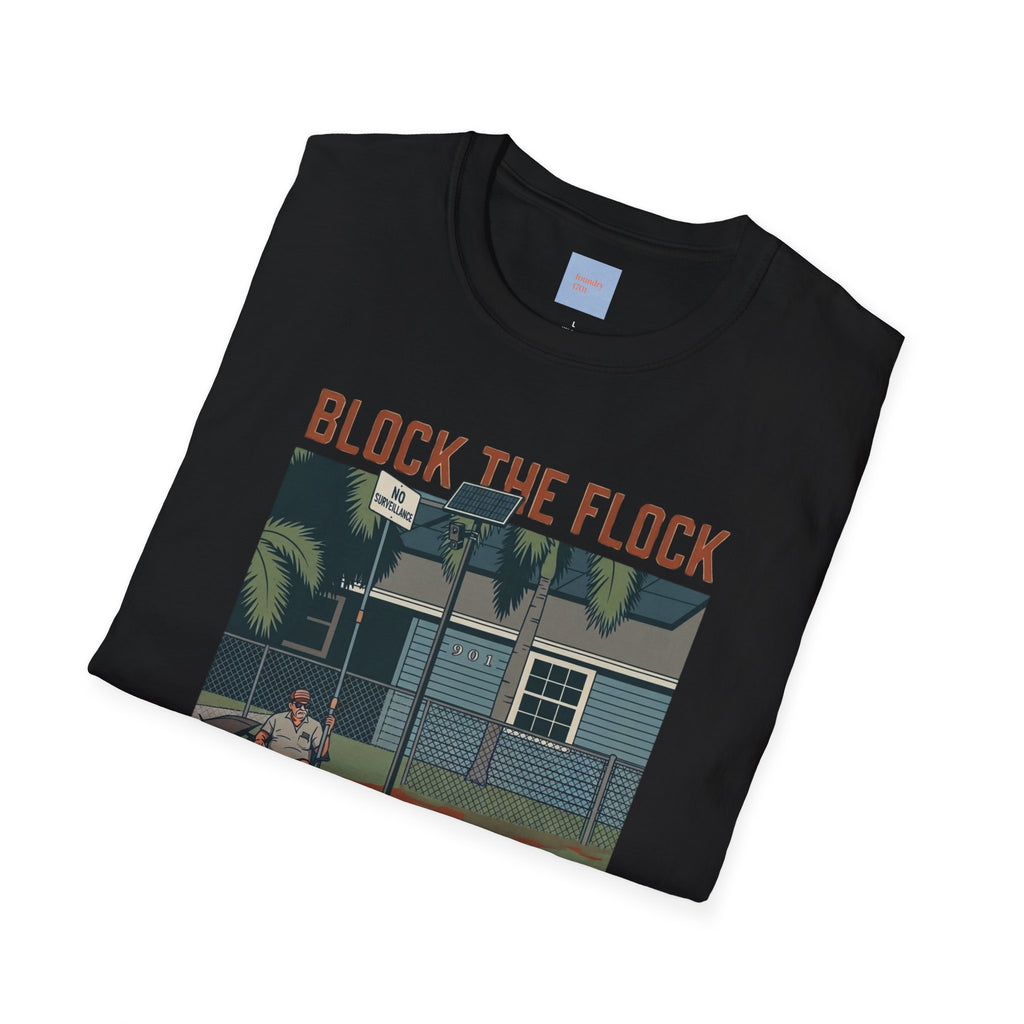 Block the Flock Graphic T-Shirt — Retro Beach House Illustration