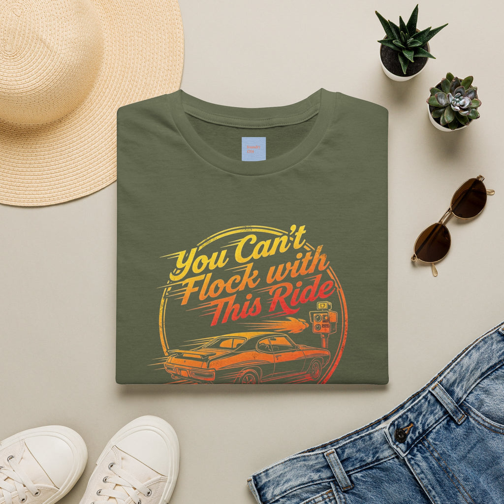 Vintage Muscle Car Anti-Flock Tee — "You Can't Flock with This Ride" Retro Graphic T-Shirt