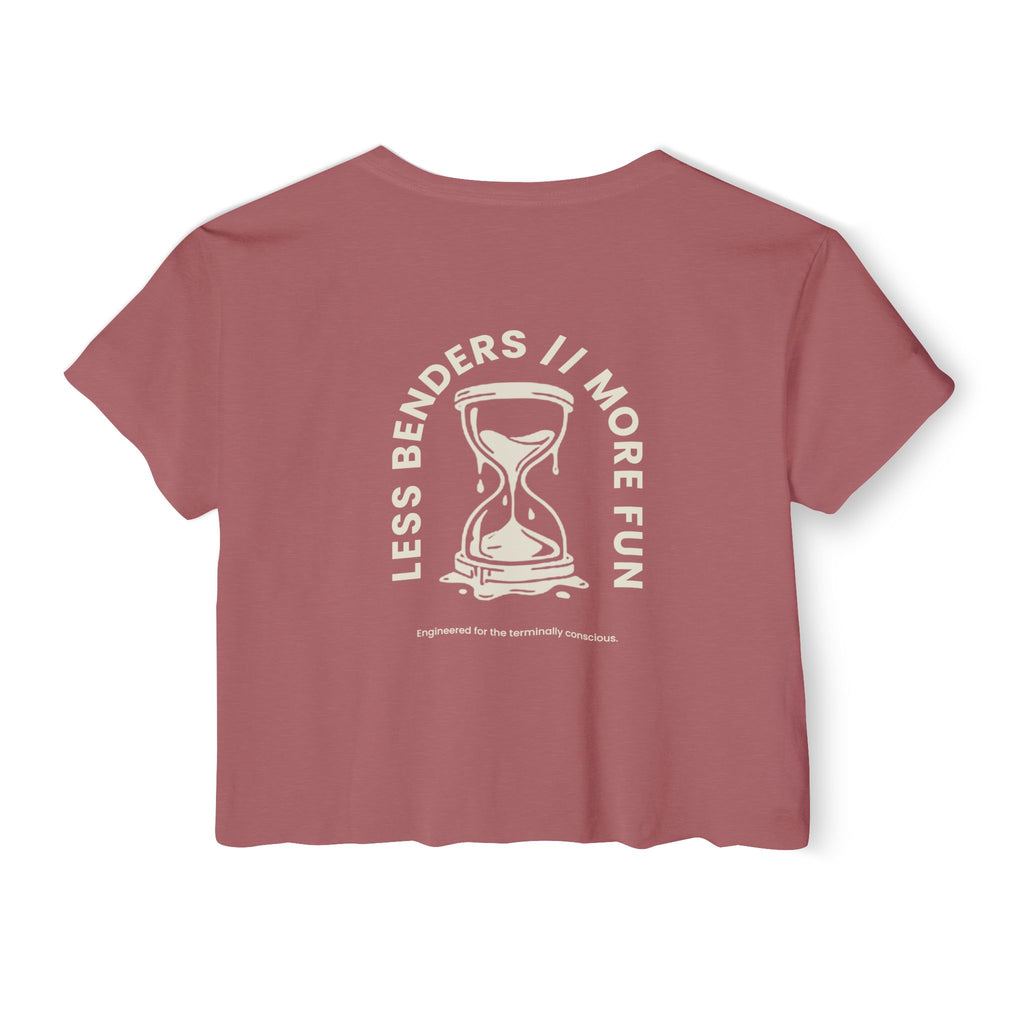LESS BENDERS MORE FUN FRONT/BACK PRINT | Women's Festival Crop Top - Made For the Terminally Conscious
