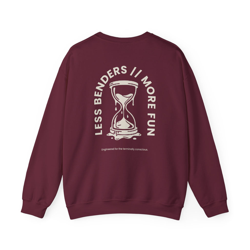 LESS BENDERS MORE FUN FRONT/BACK PRINT Hourglass Sweatshirt - Made For the Terminally Conscious