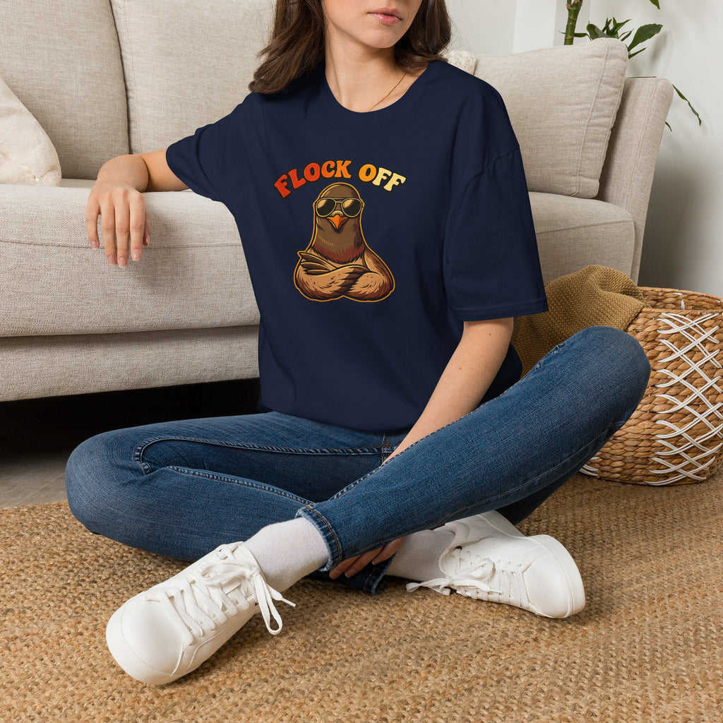 Flock Off — Retro Lettering Anti-Flock Bird Graphic T-Shirt