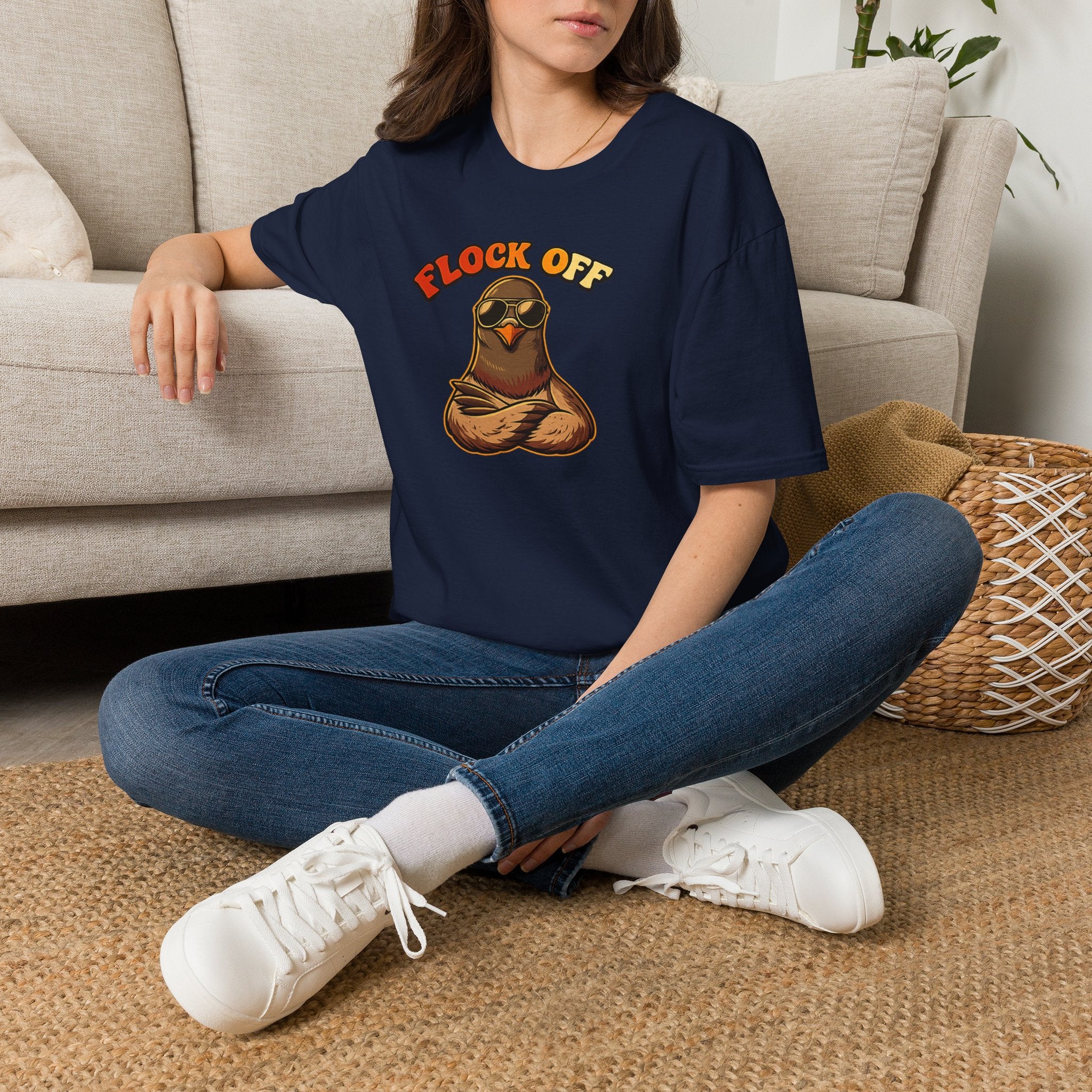 Flock Off — Retro Lettering Anti-Flock Bird Graphic T-Shirt