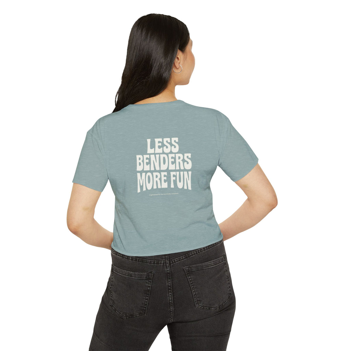 LESS BENDERS MORE FUN FRONT/BACK Print | Women's Festival Crop Top - Made For the Terminally Conscious